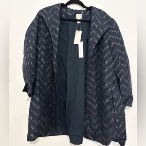 Chico's Collection Jacket Size 2  Womens Blue Chevron Gold Shimmer